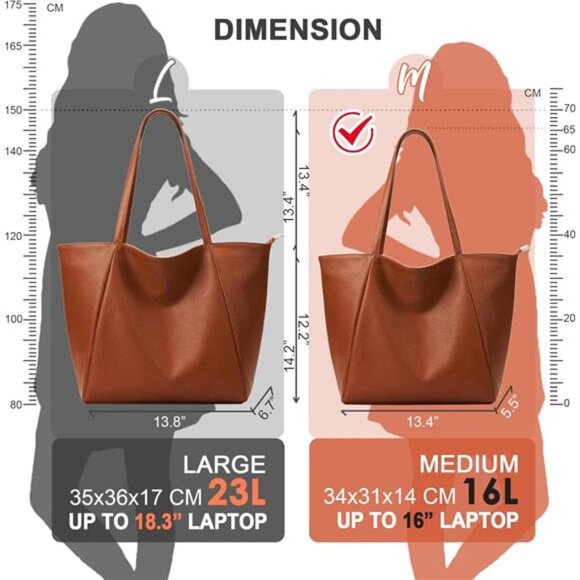 Large Tote Bag Brown-m - Picture 4 of 7